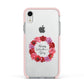 Valentine Wreath Apple iPhone XR Impact Case Pink Edge on Silver Phone
