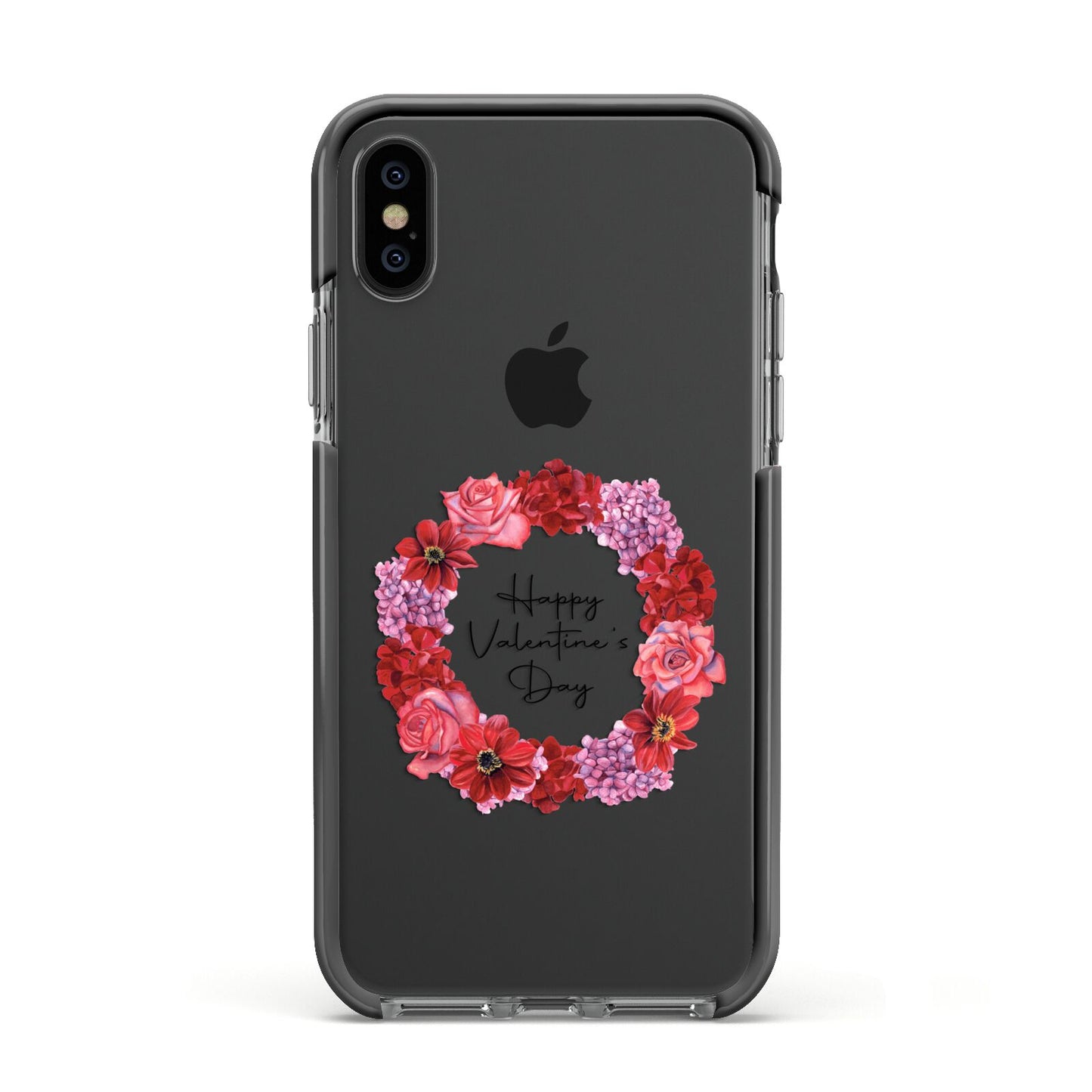 Valentine Wreath Apple iPhone Xs Impact Case Black Edge on Black Phone