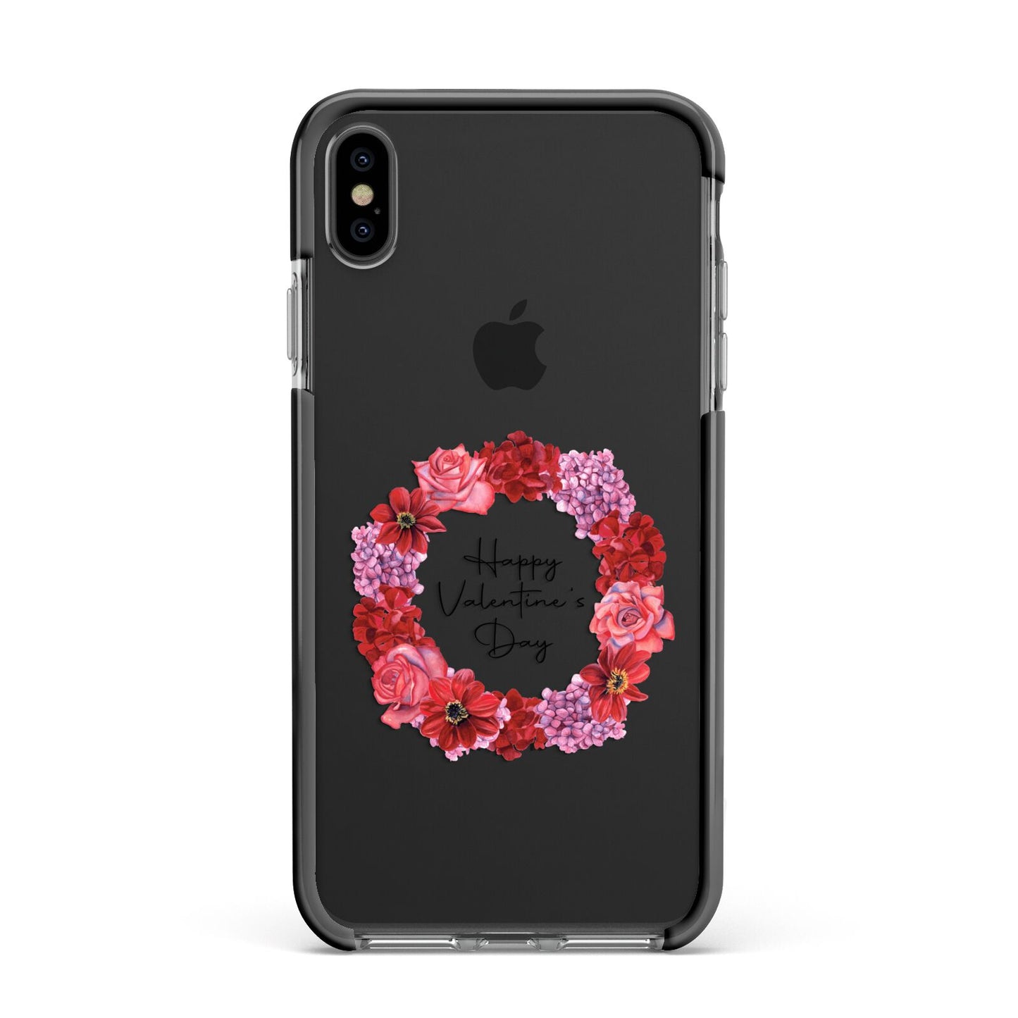 Valentine Wreath Apple iPhone Xs Max Impact Case Black Edge on Black Phone