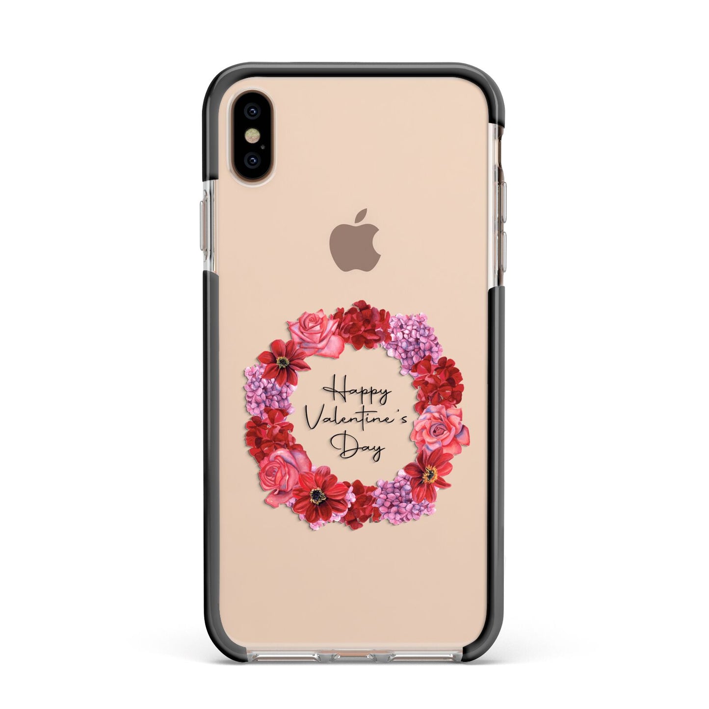 Valentine Wreath Apple iPhone Xs Max Impact Case Black Edge on Gold Phone