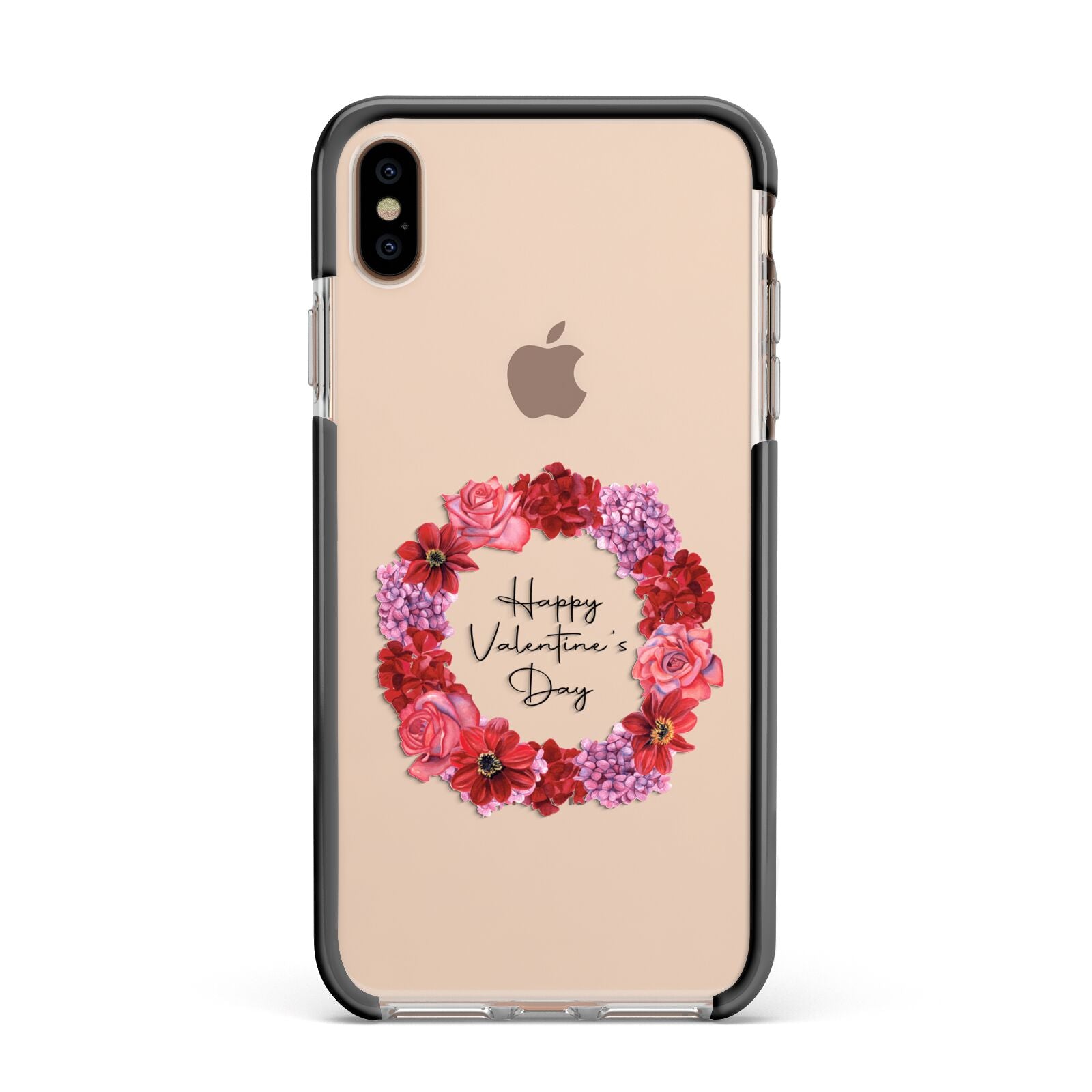 Valentine Wreath Apple iPhone Xs Max Impact Case Black Edge on Gold Phone