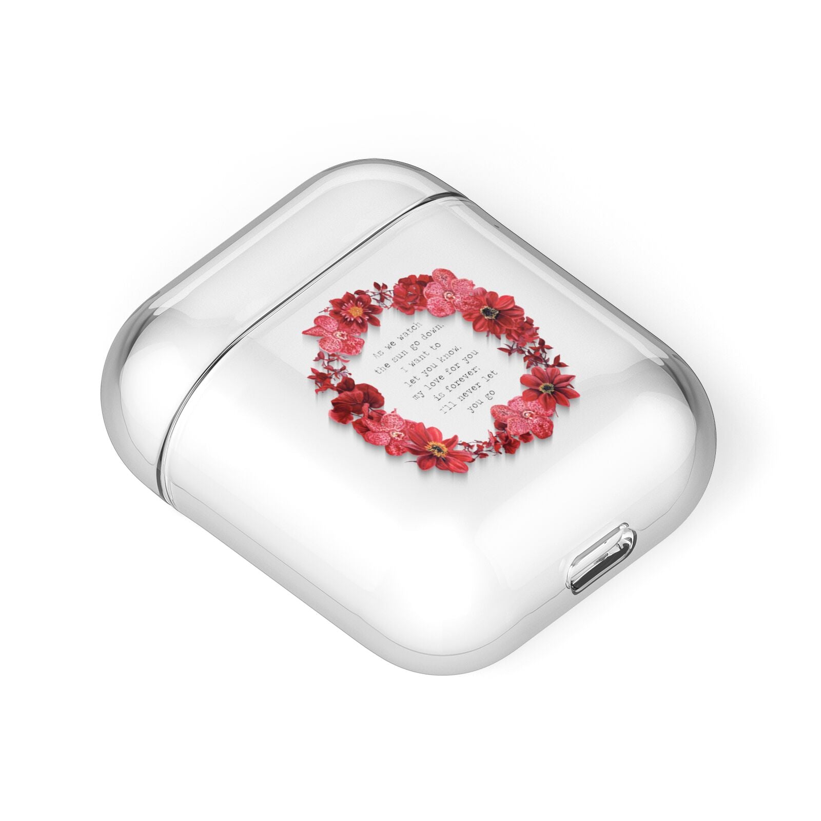 Valentine Wreath Quote AirPods Case Laid Flat