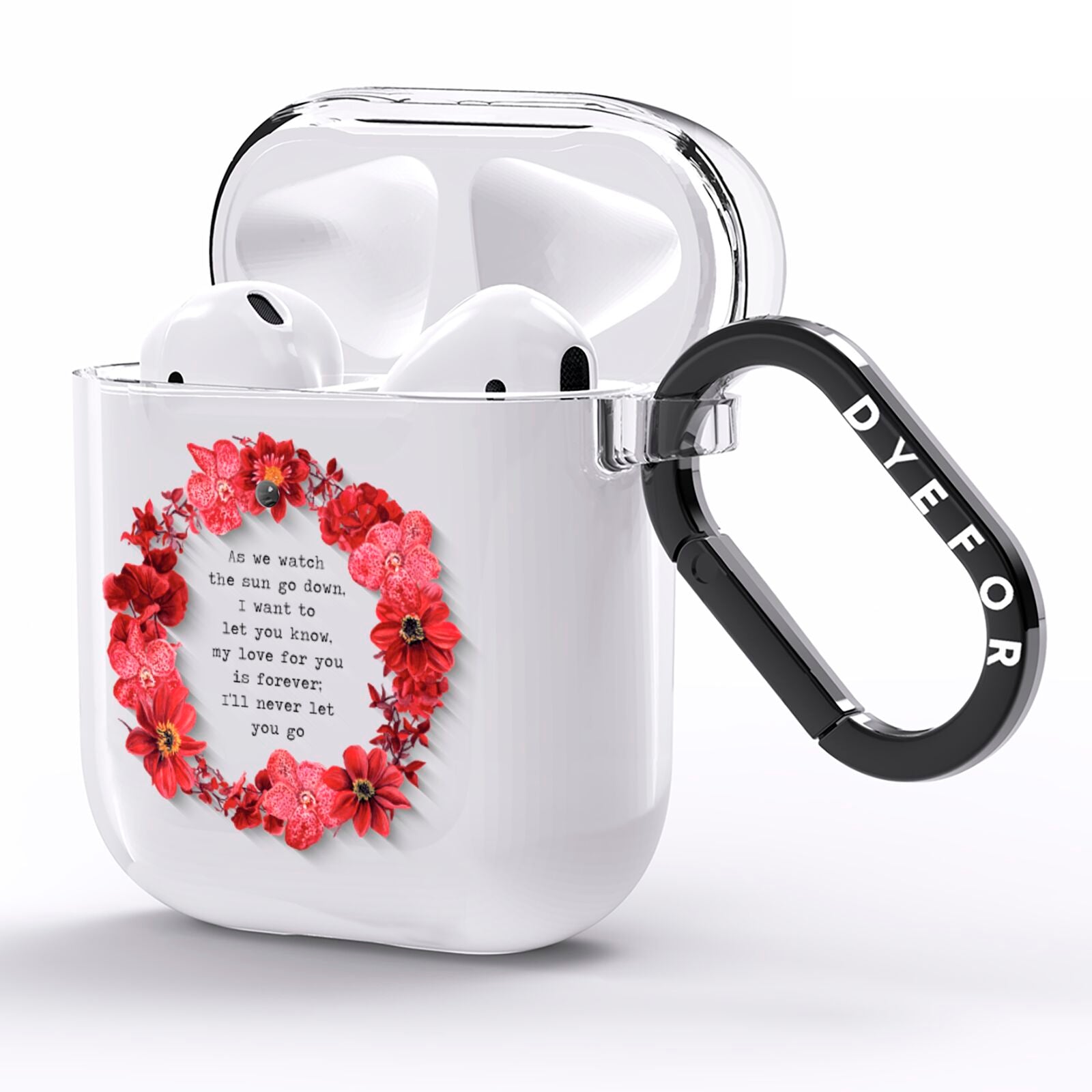 Valentine Wreath Quote AirPods Clear Case Side Image