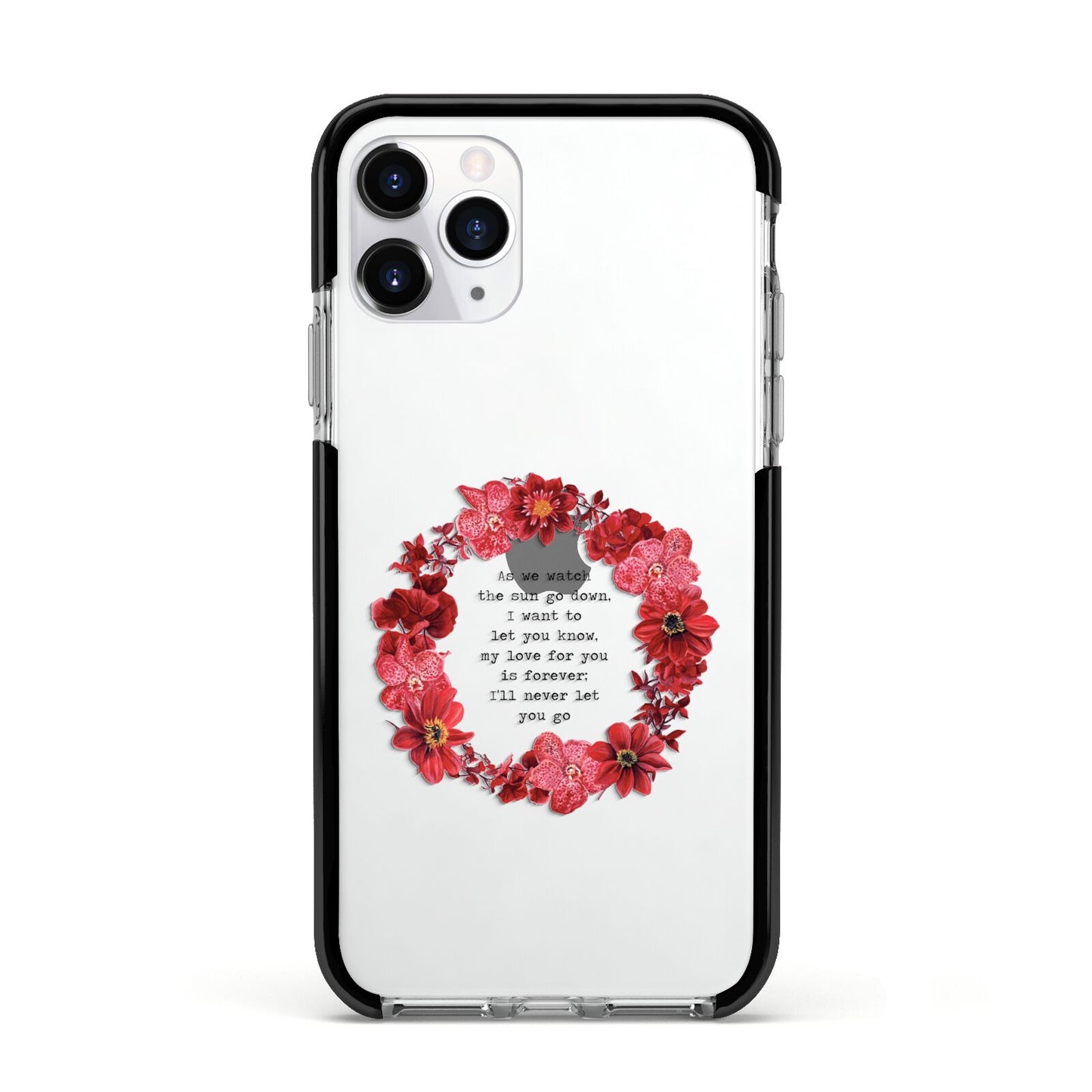Valentine Wreath Quote Apple iPhone 11 Pro in Silver with Black Impact Case