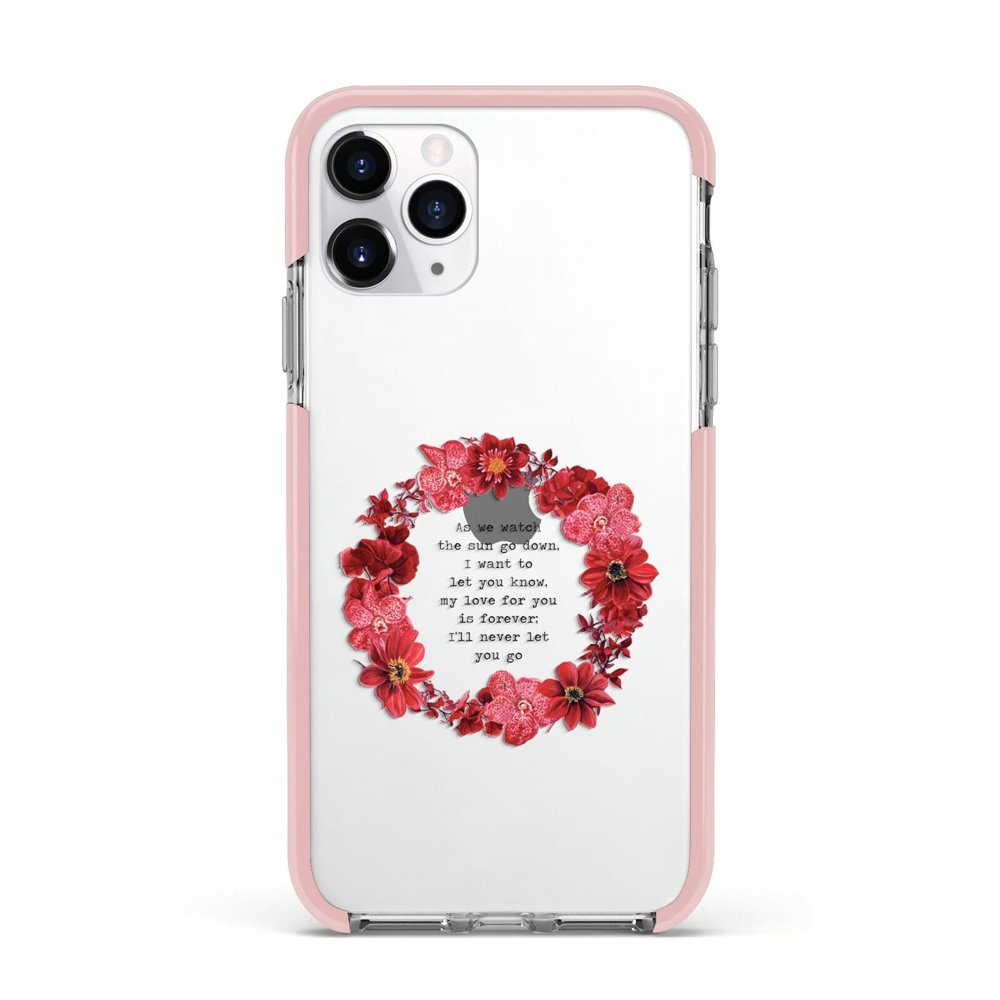 Valentine Wreath Quote Apple iPhone 11 Pro in Silver with Pink Impact Case