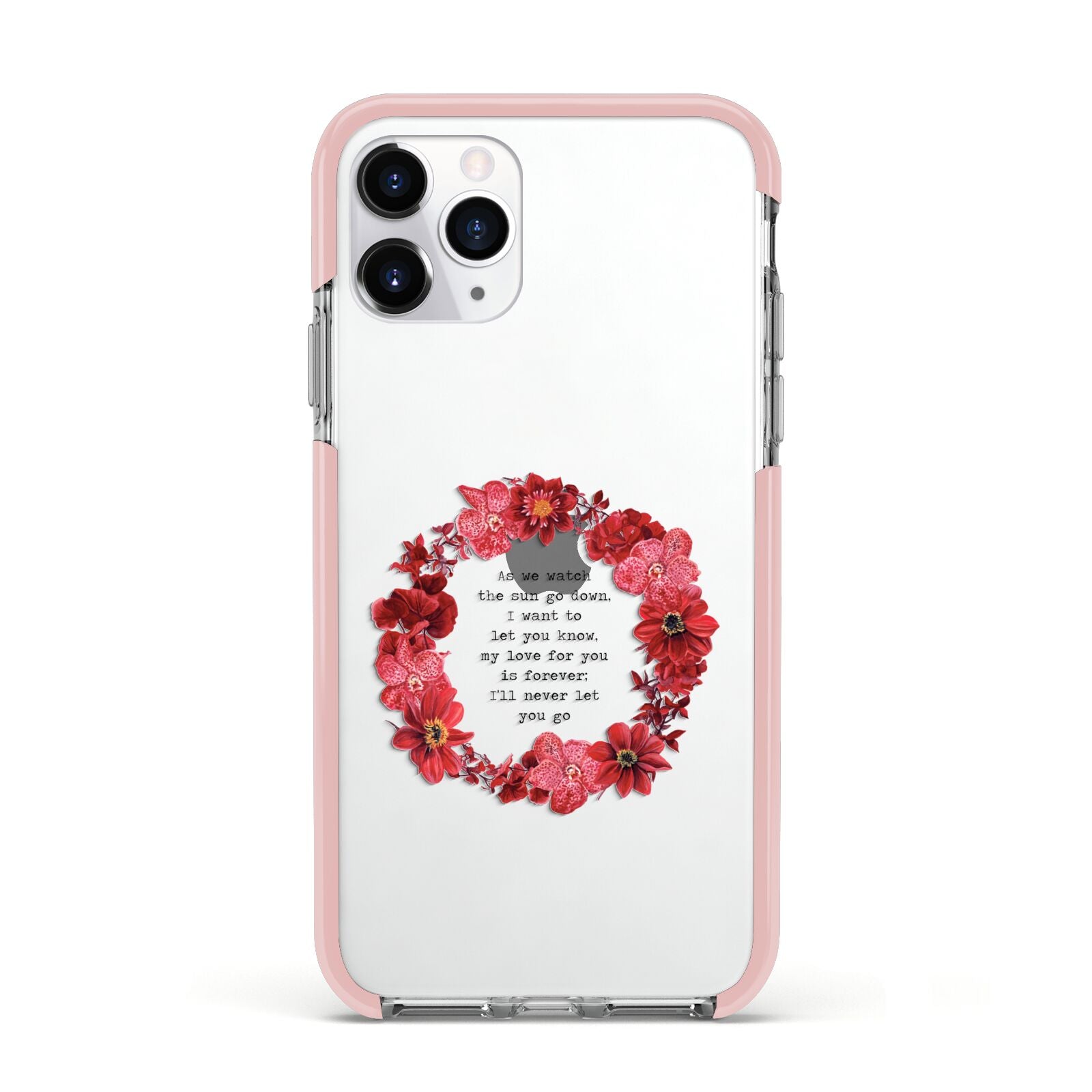 Valentine Wreath Quote Apple iPhone 11 Pro in Silver with Pink Impact Case