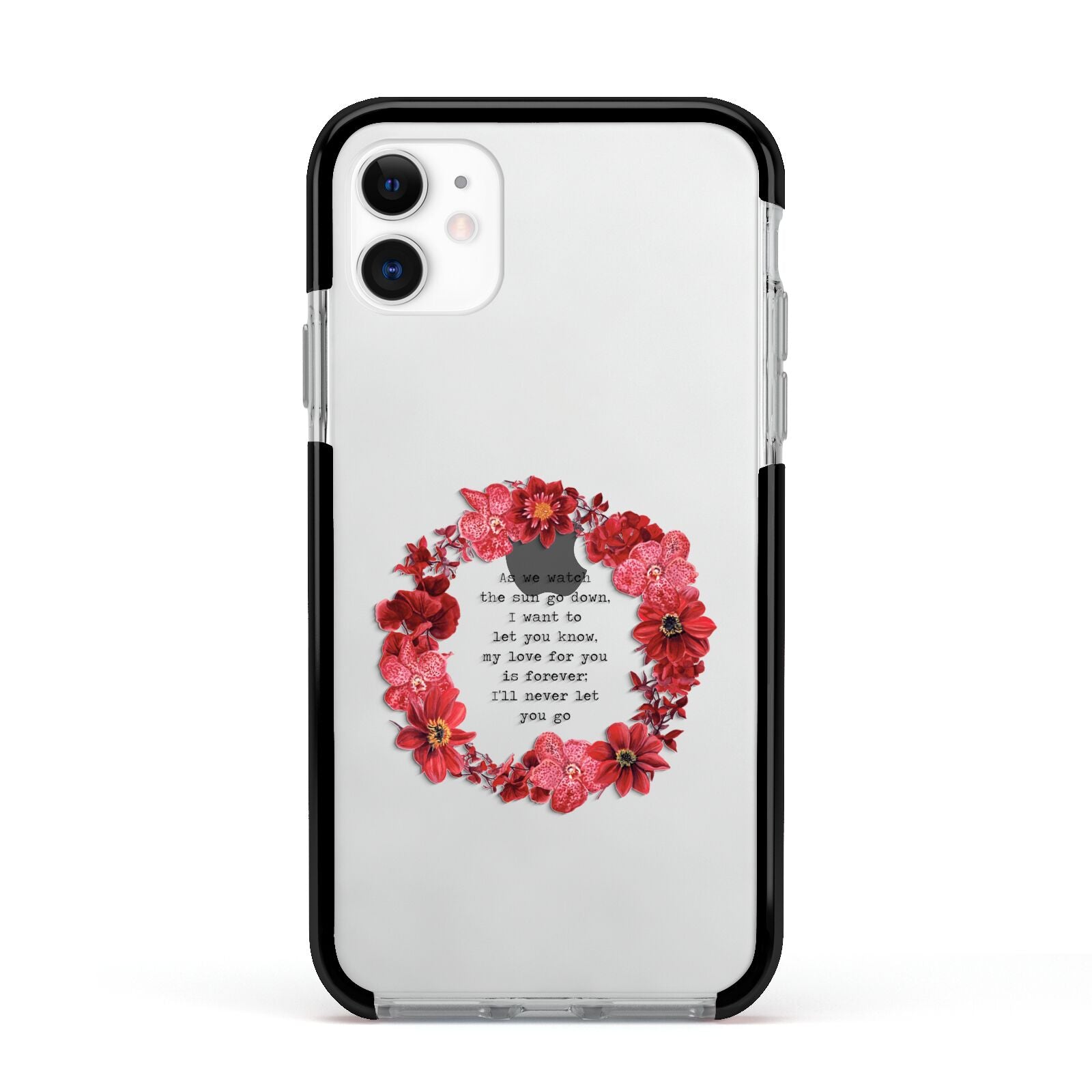 Valentine Wreath Quote Apple iPhone 11 in White with Black Impact Case
