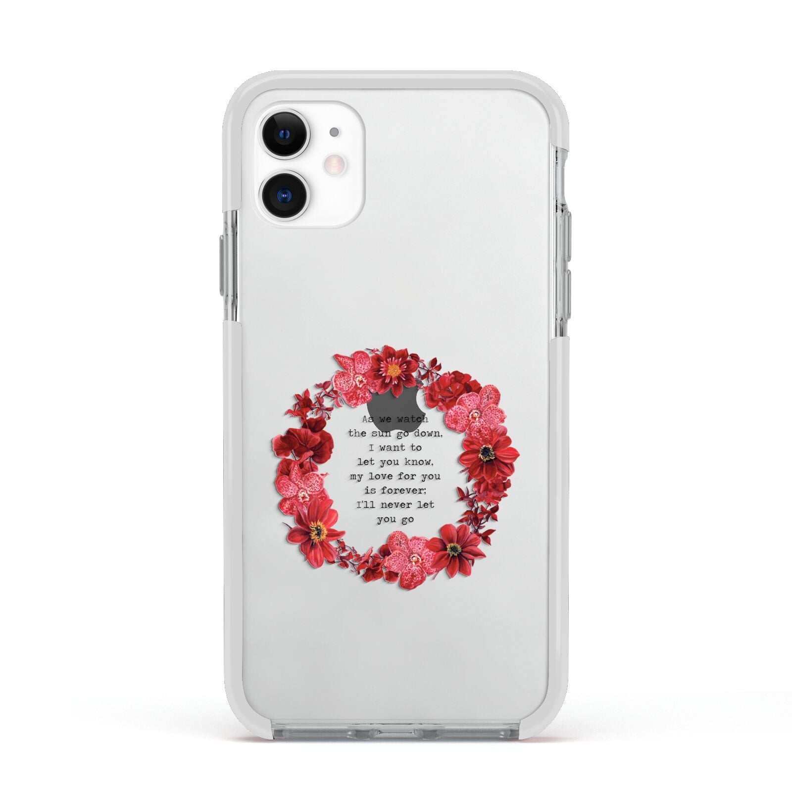 Valentine Wreath Quote Apple iPhone 11 in White with White Impact Case