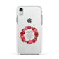 Valentine Wreath Quote Apple iPhone XR Impact Case White Edge on Silver Phone