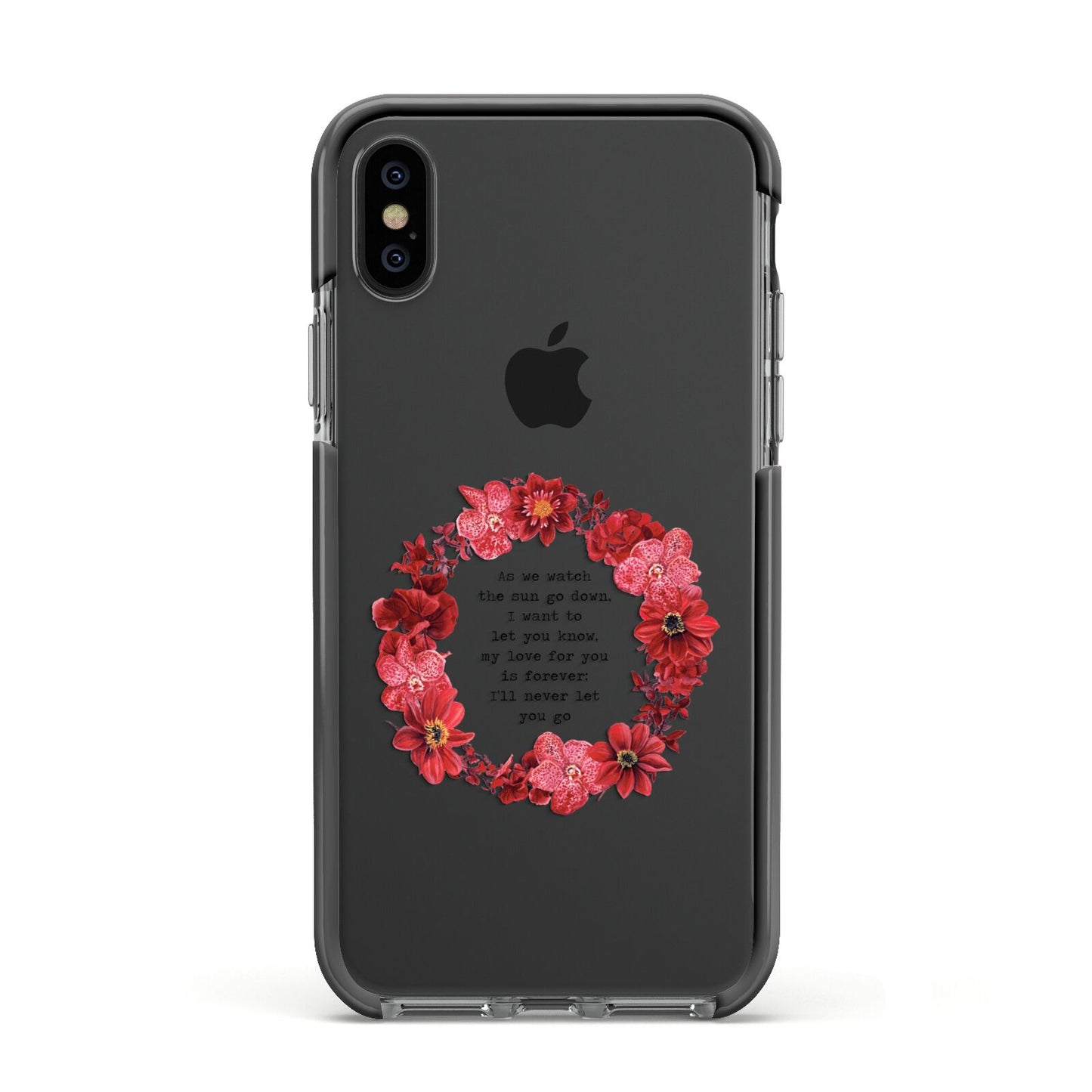Valentine Wreath Quote Apple iPhone Xs Impact Case Black Edge on Black Phone