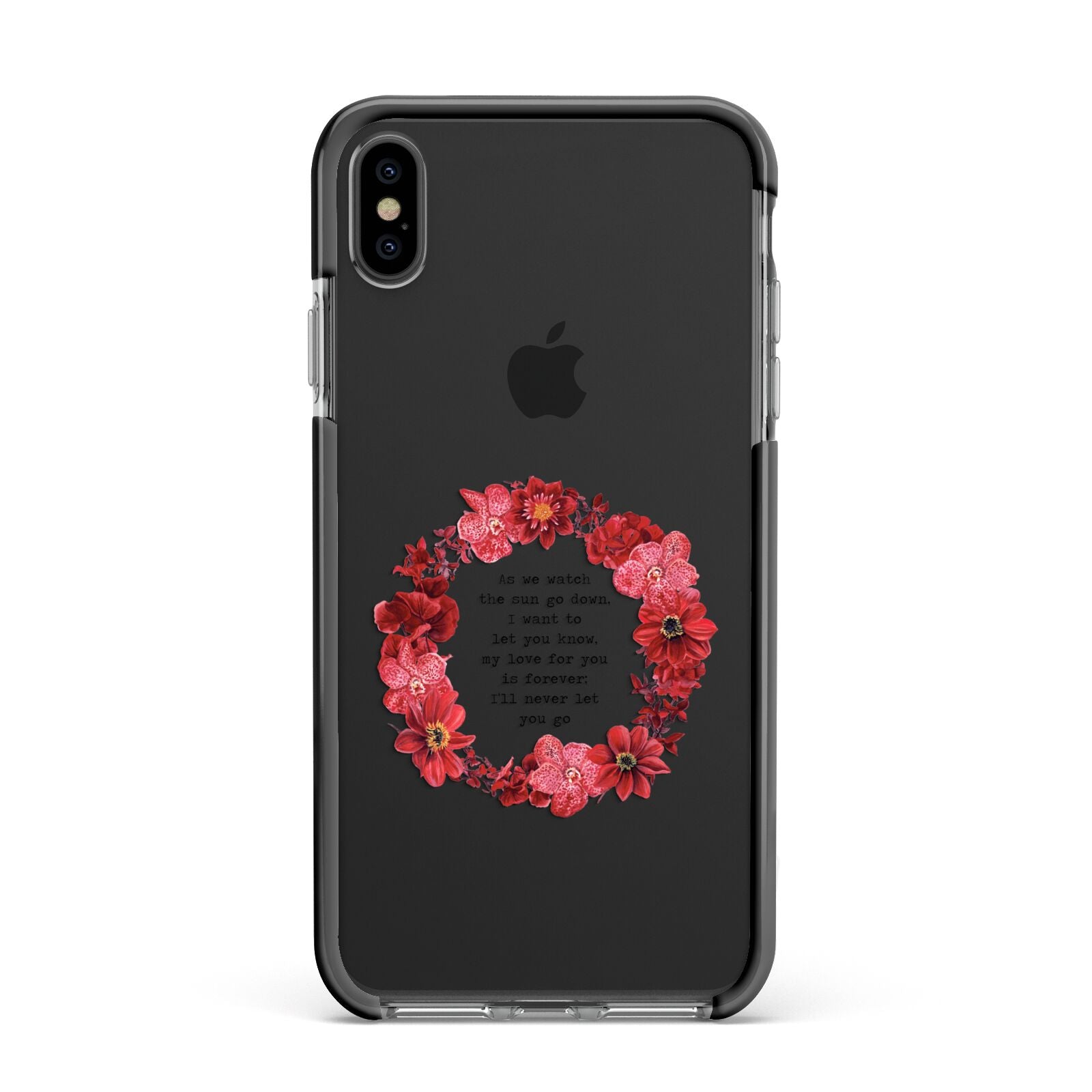 Valentine Wreath Quote Apple iPhone Xs Max Impact Case Black Edge on Black Phone