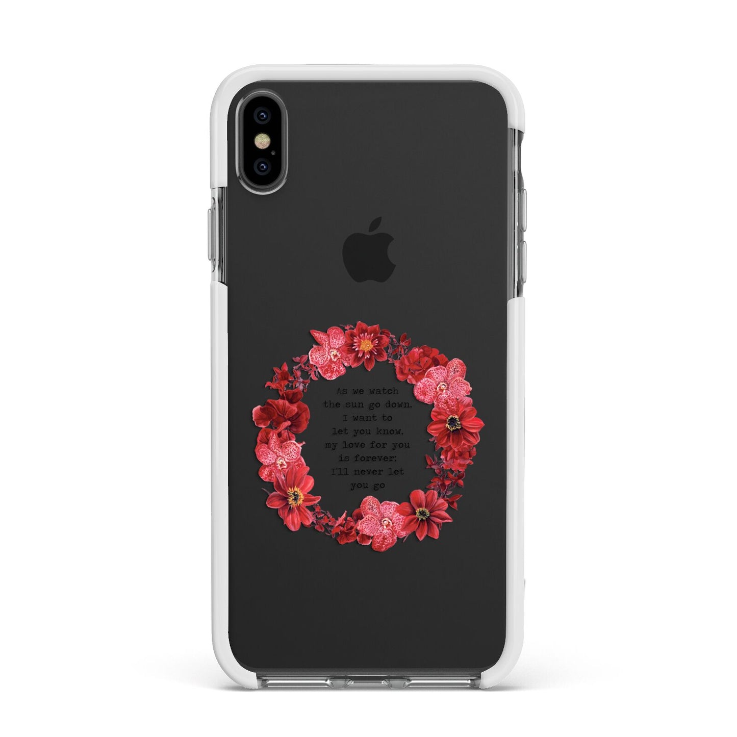 Valentine Wreath Quote Apple iPhone Xs Max Impact Case White Edge on Black Phone
