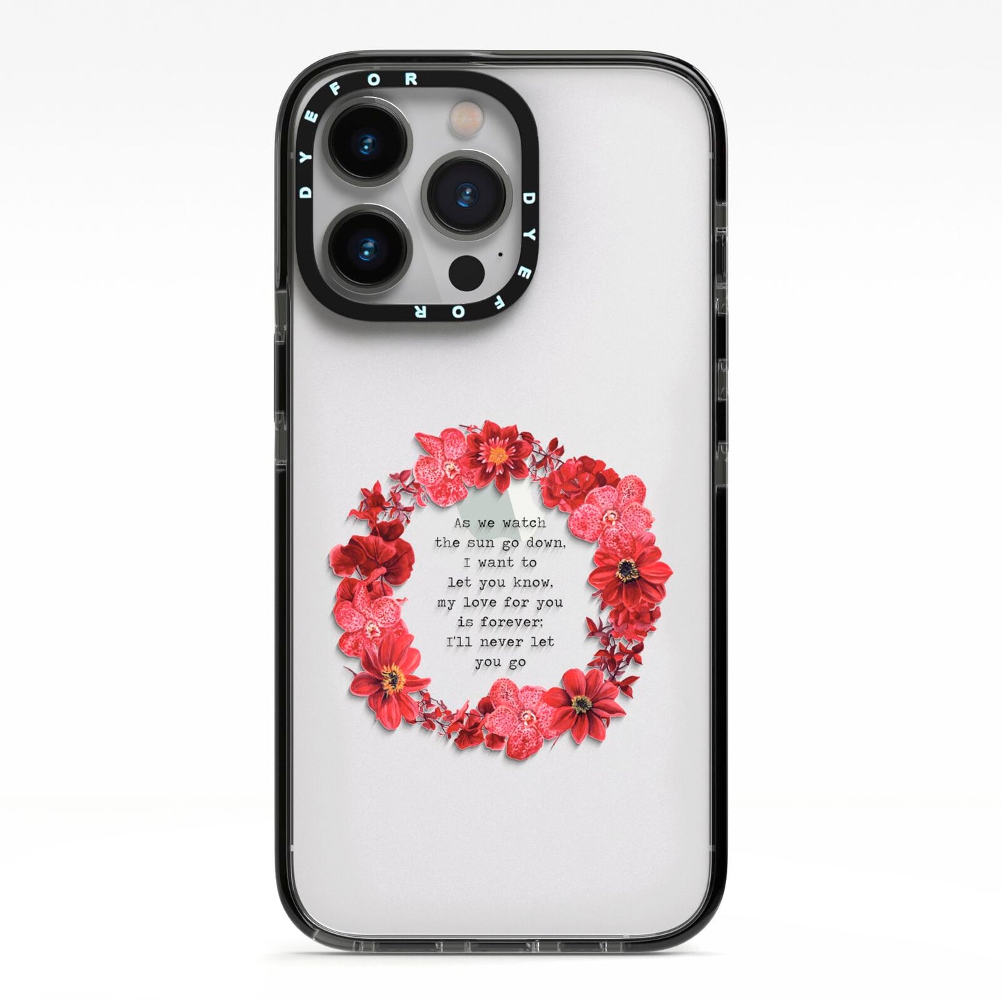 Valentine Wreath Quote iPhone 13 Pro Black Impact Case on Silver phone