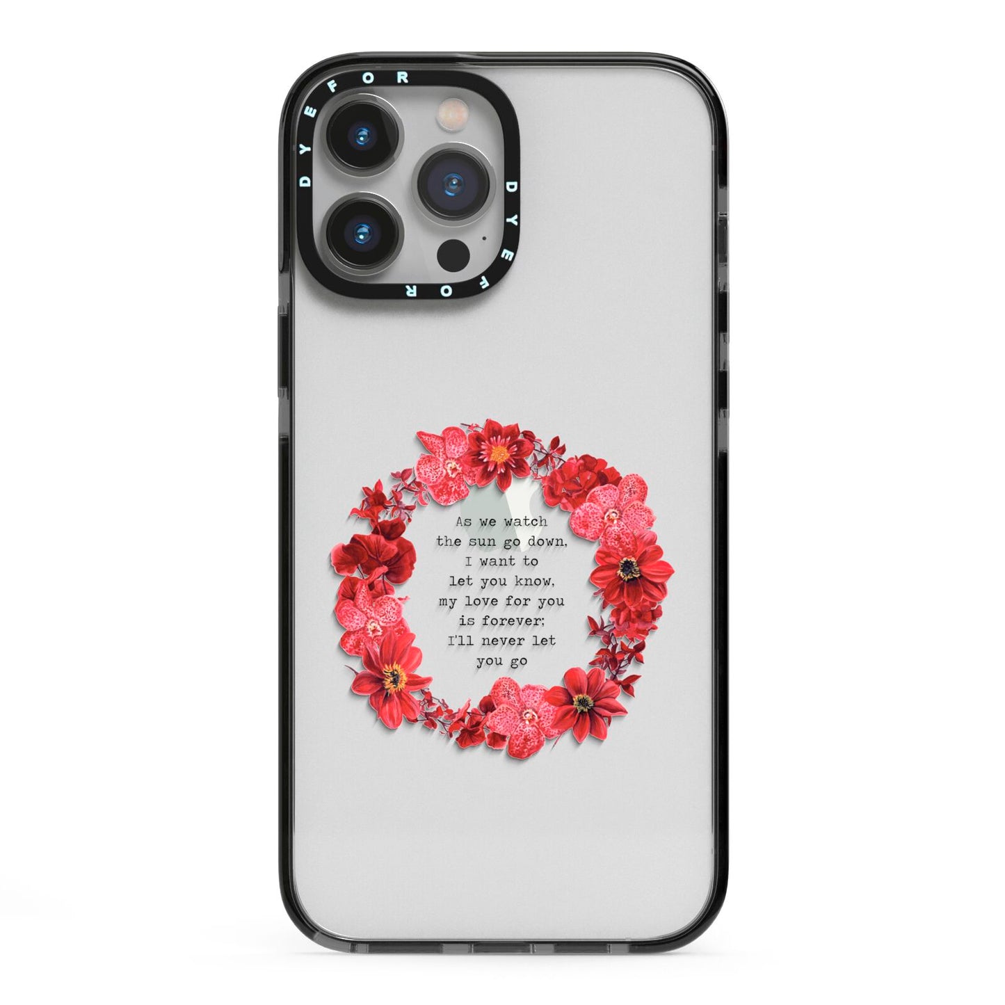 Valentine Wreath Quote iPhone 13 Pro Max Black Impact Case on Silver phone