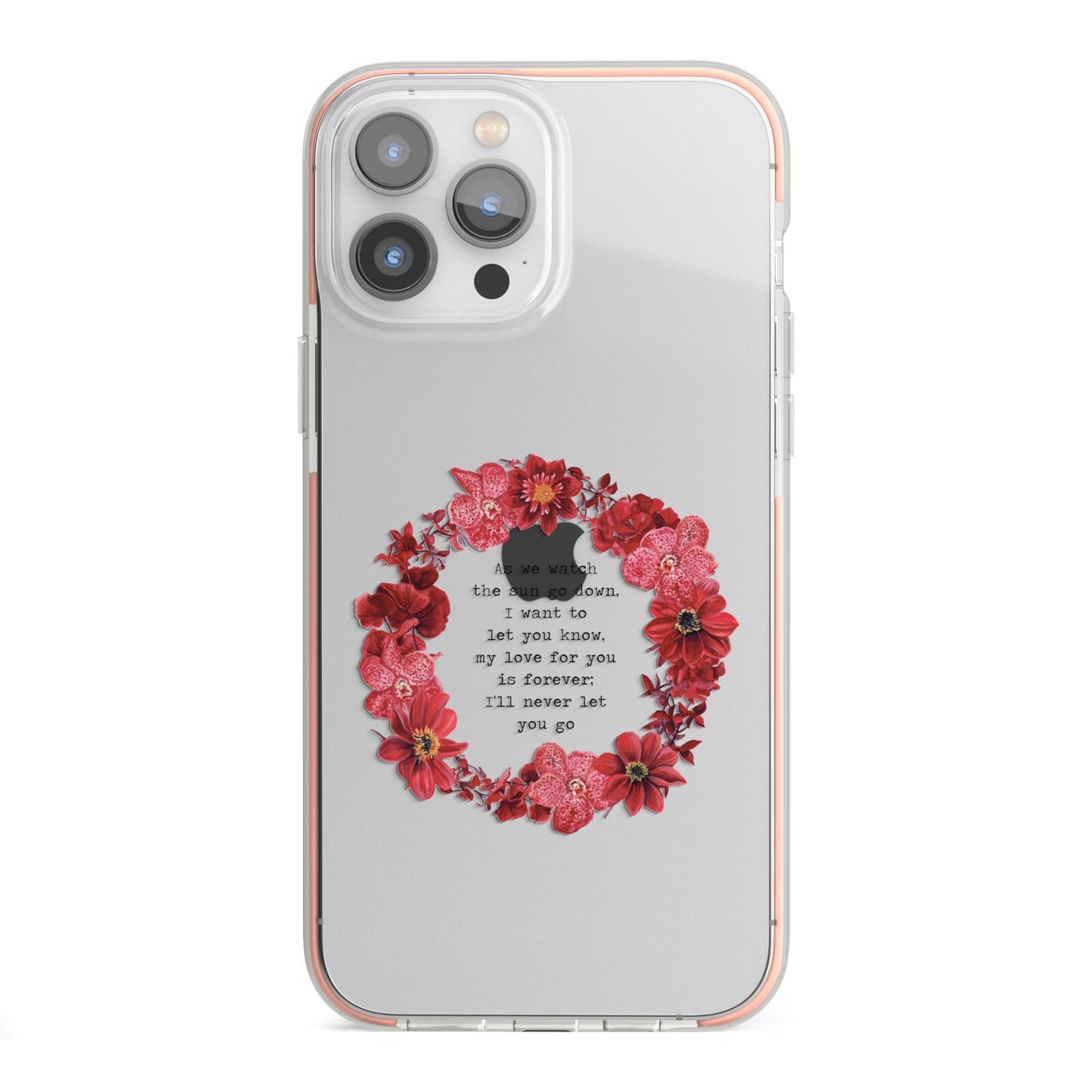 Valentine Wreath Quote iPhone 13 Pro Max TPU Impact Case with Pink Edges