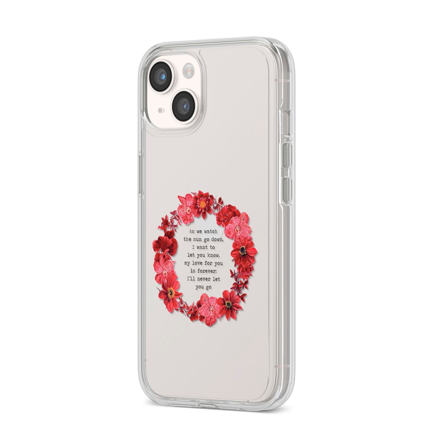 Valentine Wreath Quote iPhone 14 Clear Tough Case Starlight Angled Image