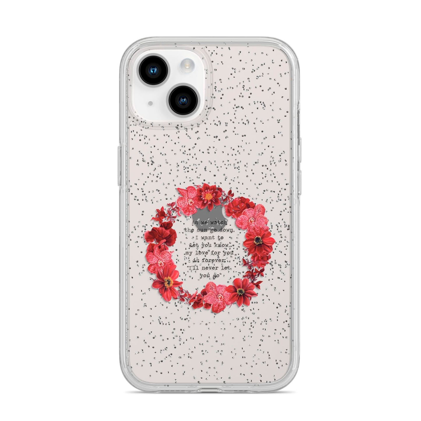 Valentine Wreath Quote iPhone 14 Glitter Tough Case Starlight