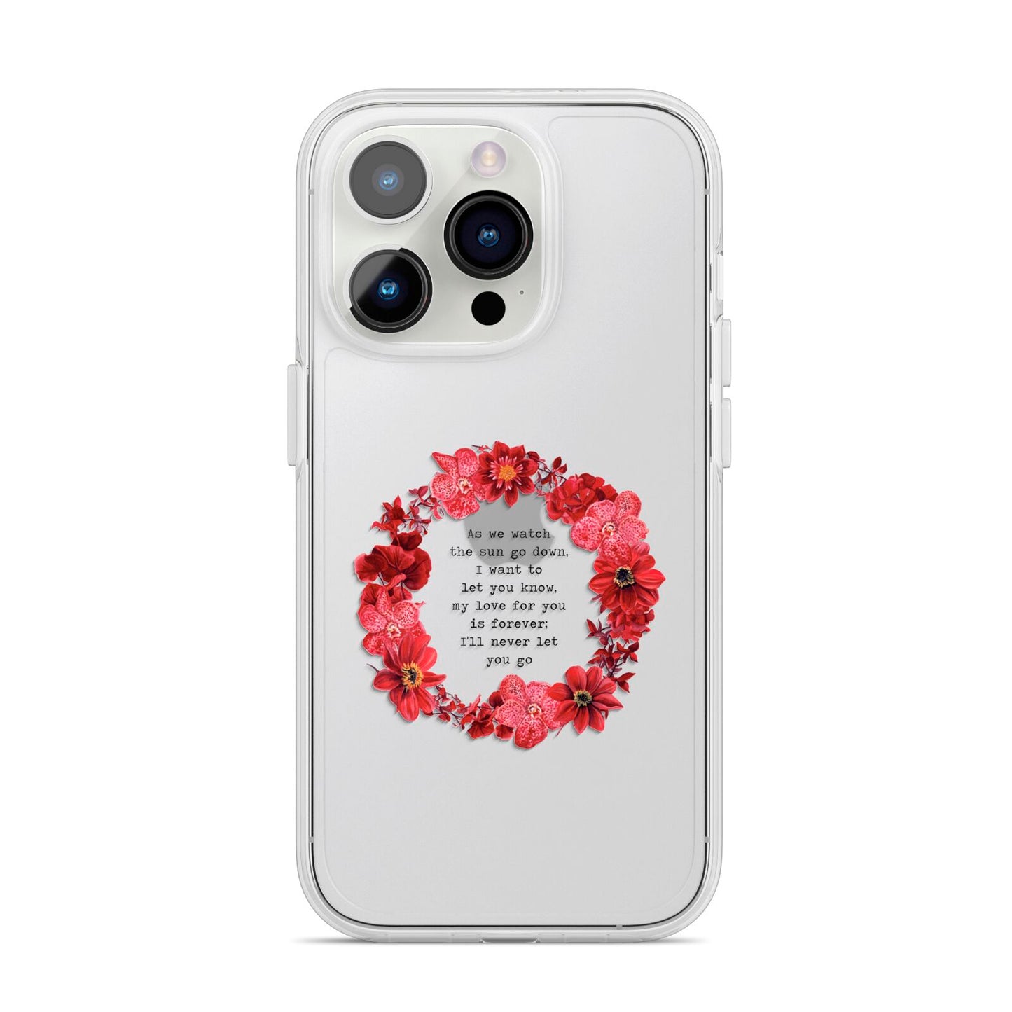 Valentine Wreath Quote iPhone 14 Pro Clear Tough Case Silver