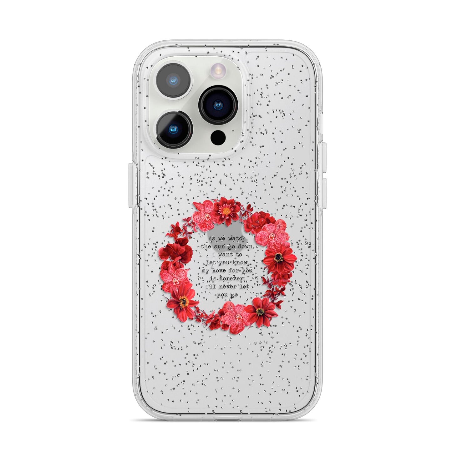 Valentine Wreath Quote iPhone 14 Pro Glitter Tough Case Silver