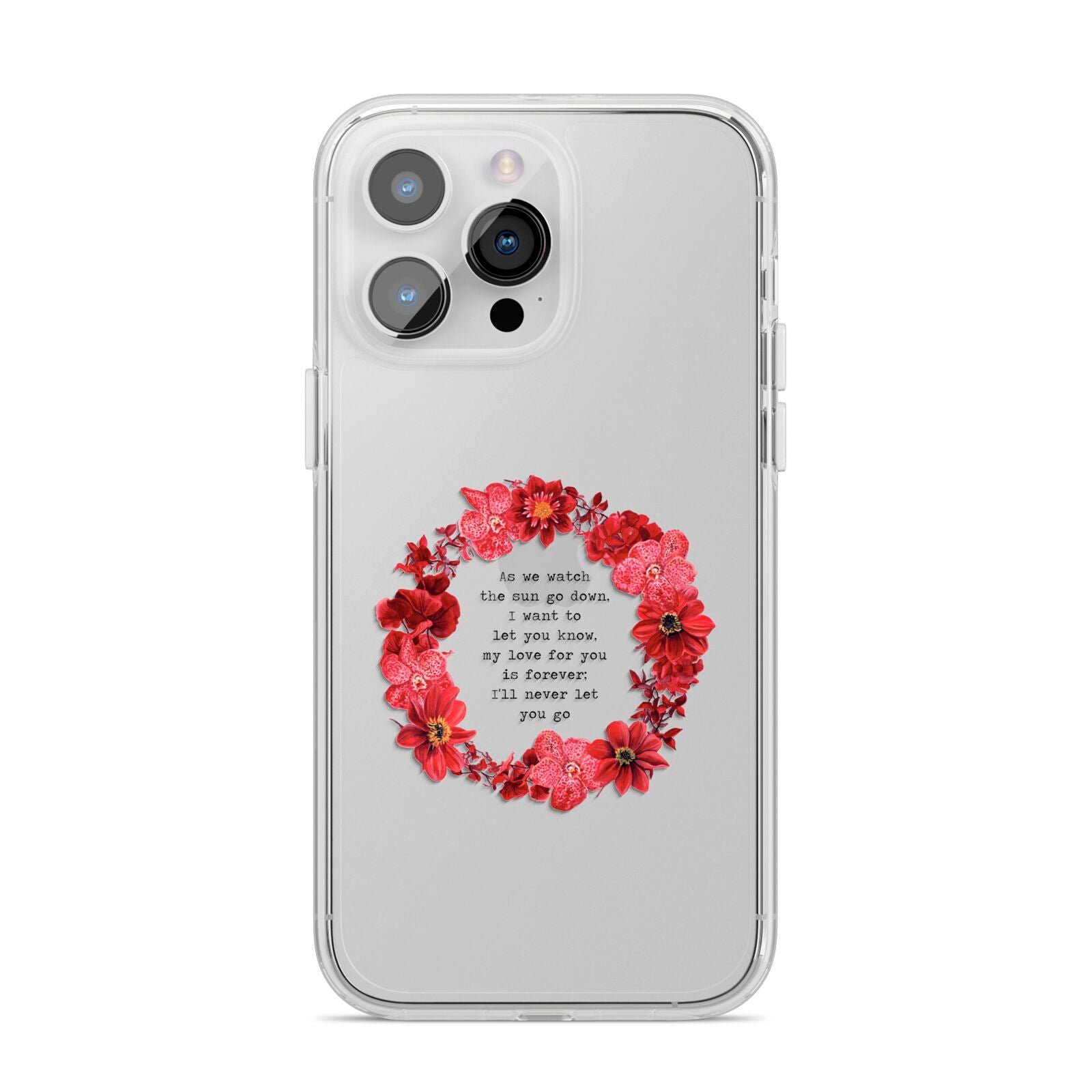 Valentine Wreath Quote iPhone 14 Pro Max Clear Tough Case Silver