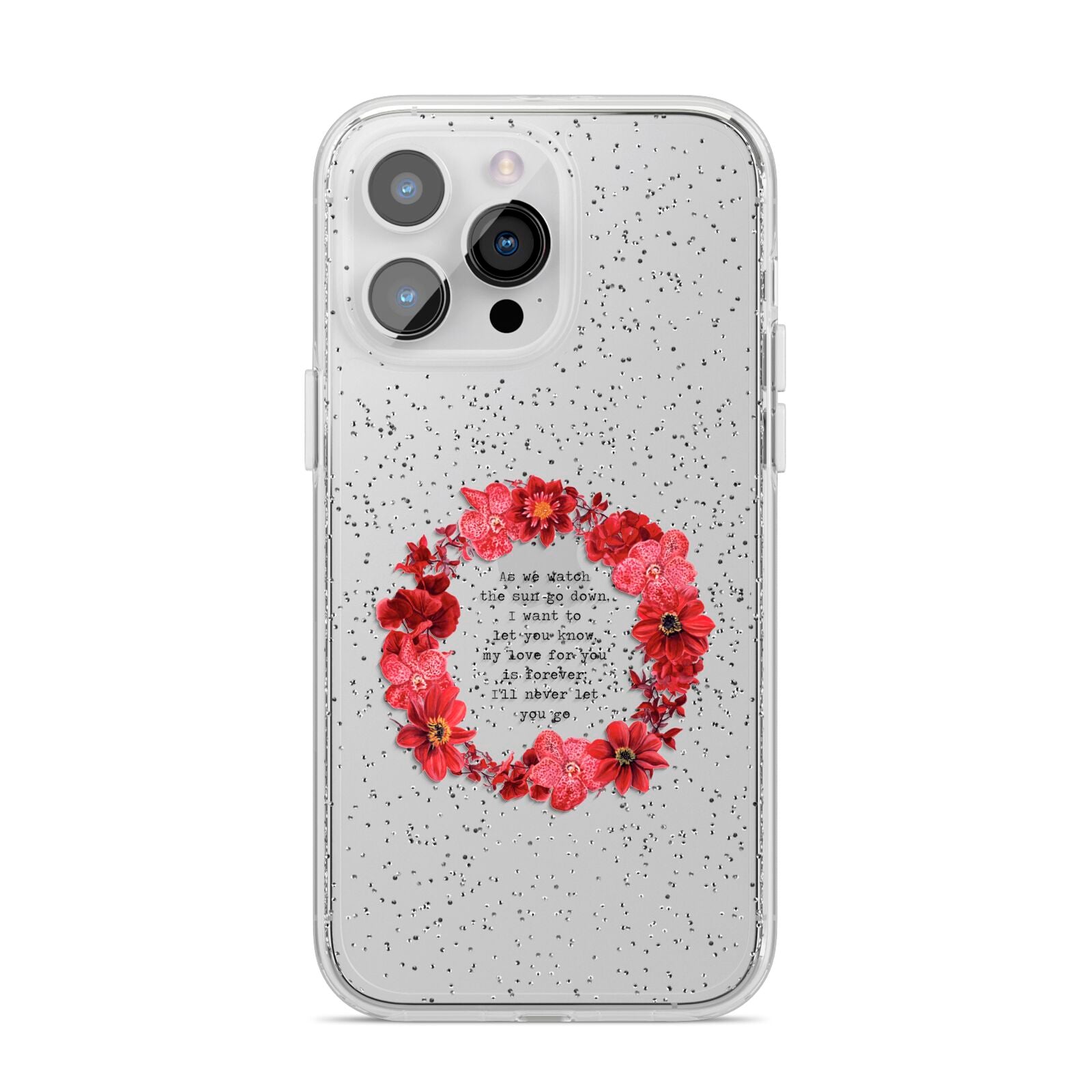 Valentine Wreath Quote iPhone 14 Pro Max Glitter Tough Case Silver