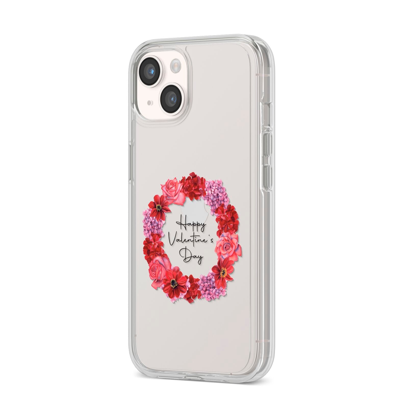 Valentine Wreath iPhone 14 Clear Tough Case Starlight Angled Image