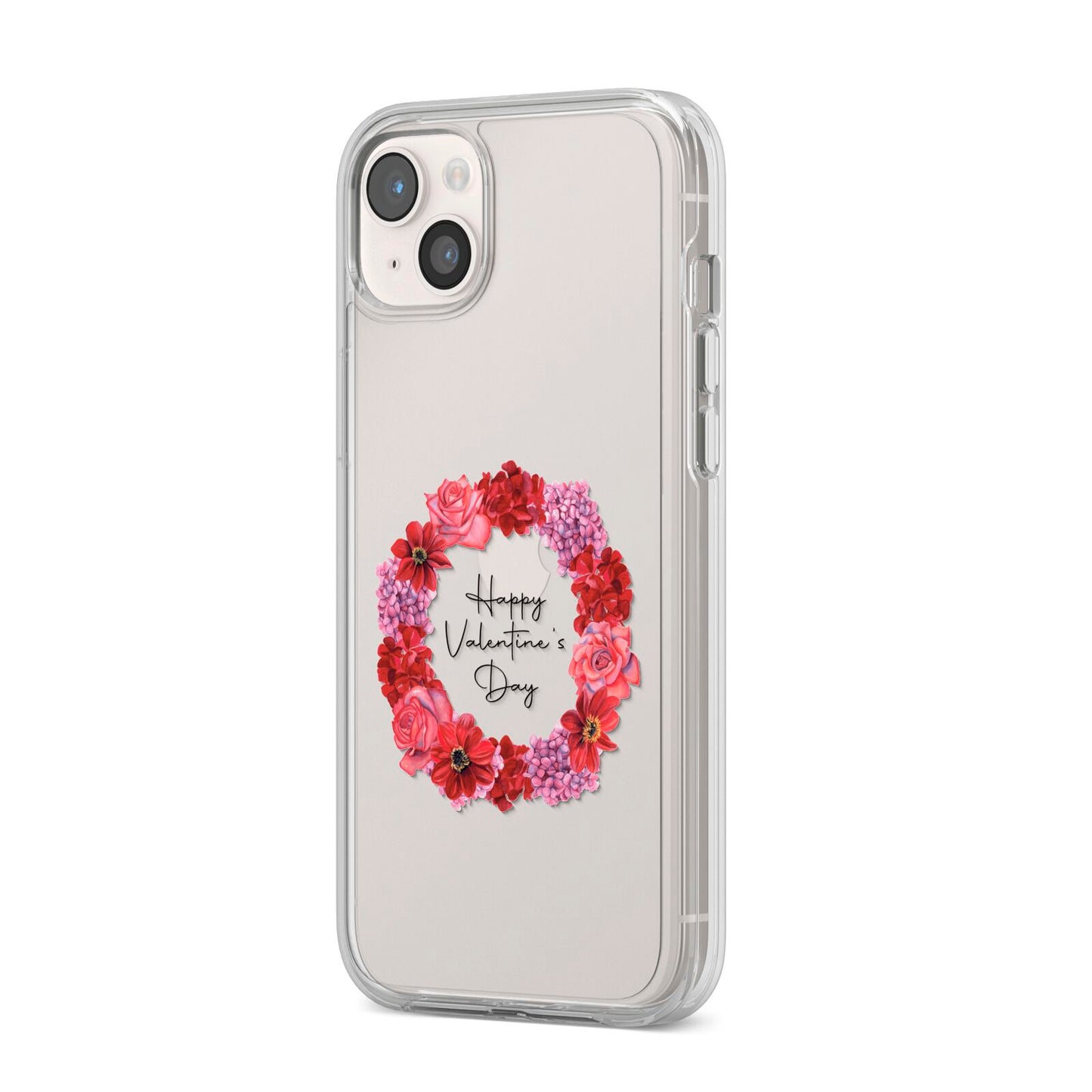 Valentine Wreath iPhone 14 Plus Clear Tough Case Starlight Angled Image