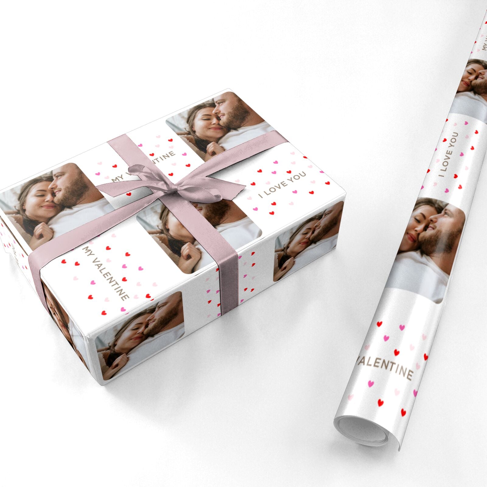 Valentine s Heart Confetti Personalised Wrapping Paper