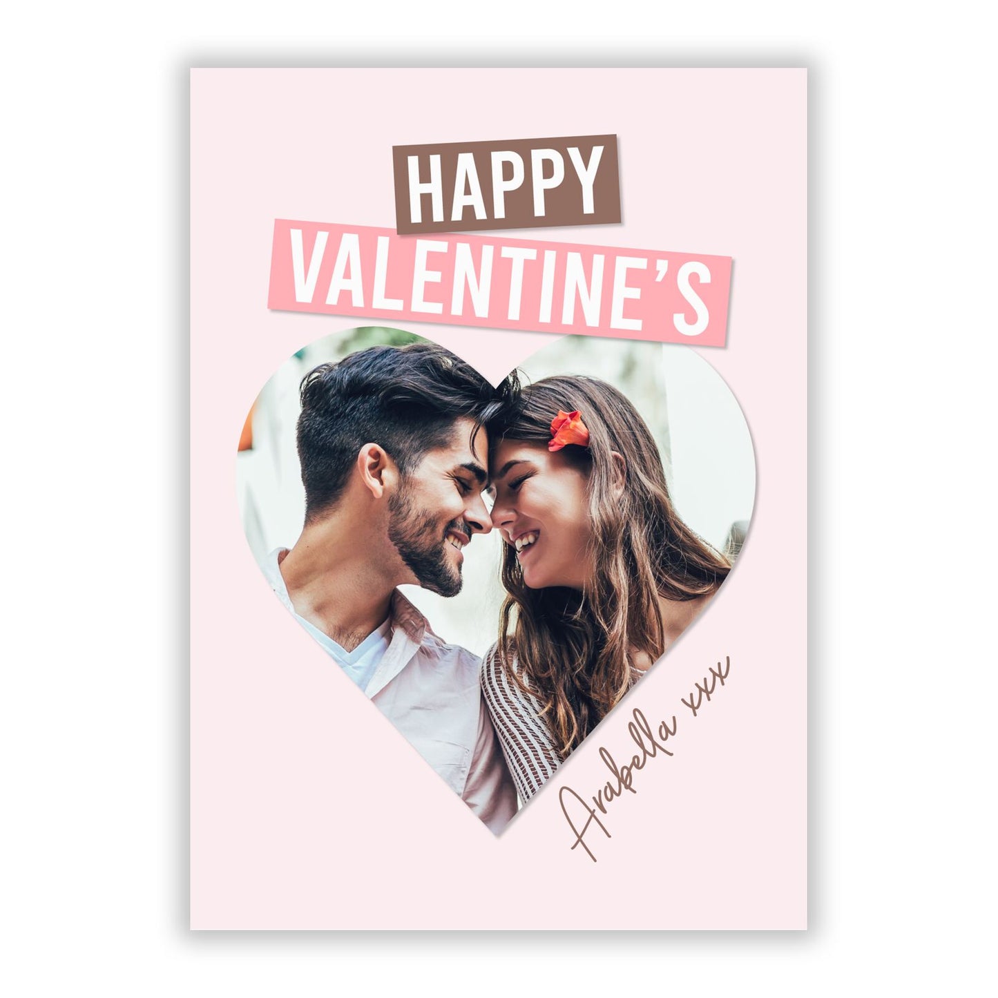 Valentine s Heart Photo with Name A5 Flat Greetings Card