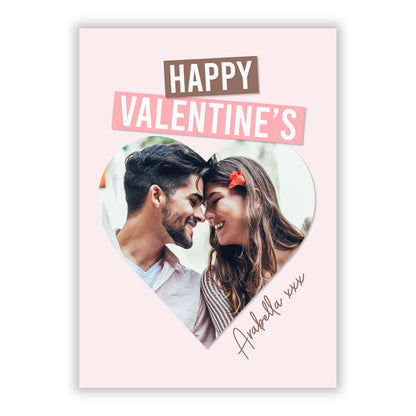 Valentine s Heart Photo with Name A5 Flat Greetings Card