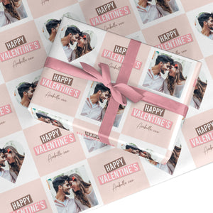 Valentine's Heart Photo with Name Wrapping Paper