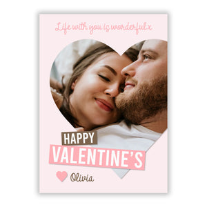 Valentine's Loving Life Photo with Name Greetings Card