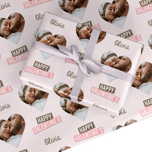 Valentine's Loving Life Photo with Name Wrapping Paper