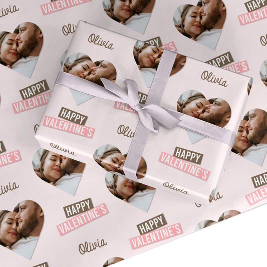 Valentine s Loving Life Photo with Name Custom Wrapping Paper