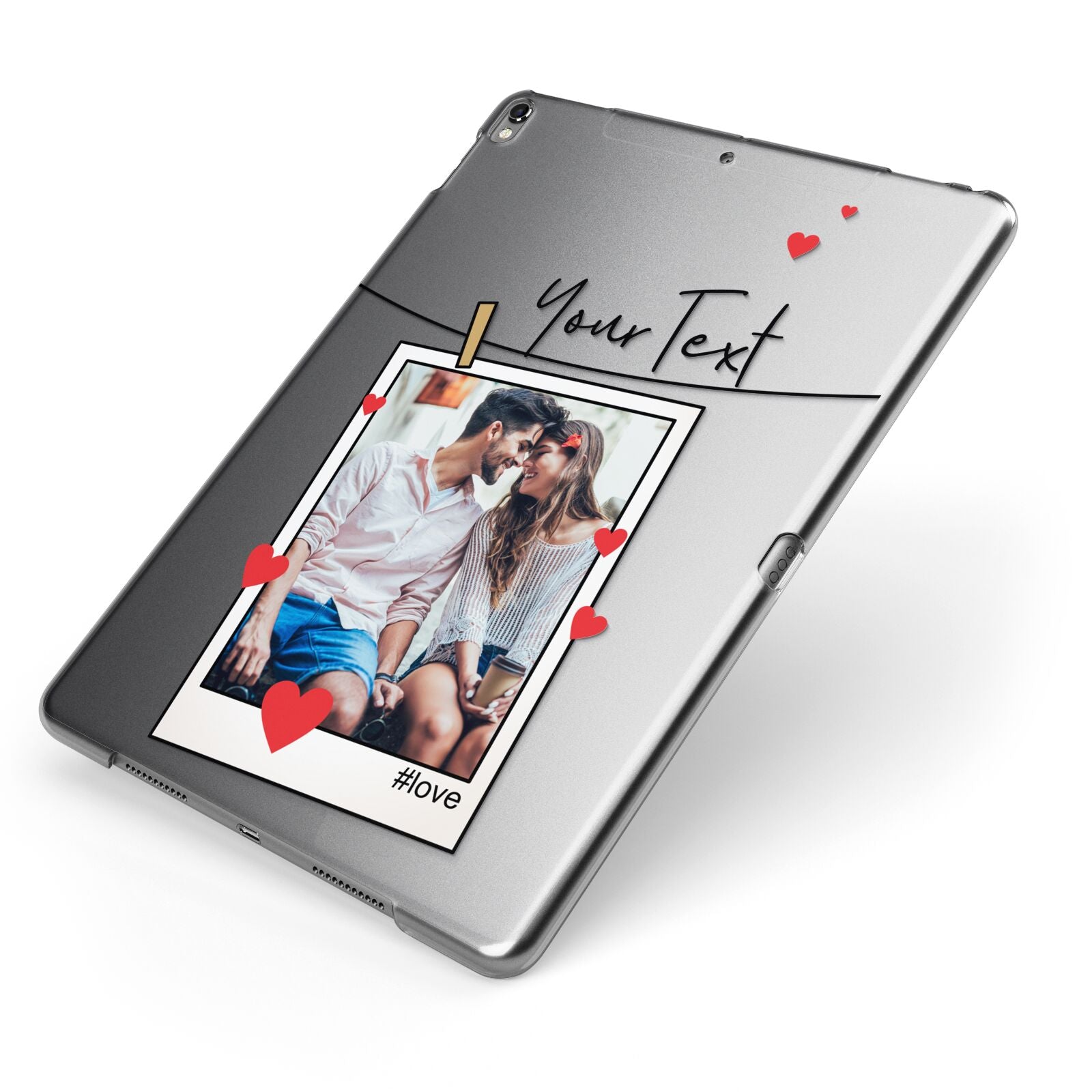 Valentine s Photo Apple iPad Case on Grey iPad Side View