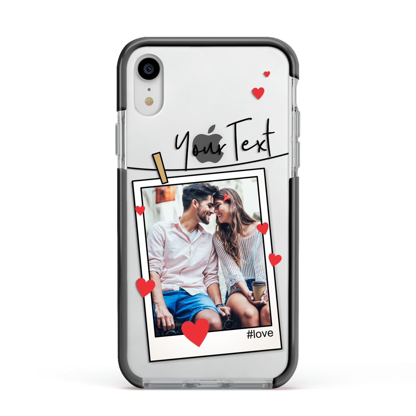 Valentine s Photo Apple iPhone XR Impact Case Black Edge on Silver Phone
