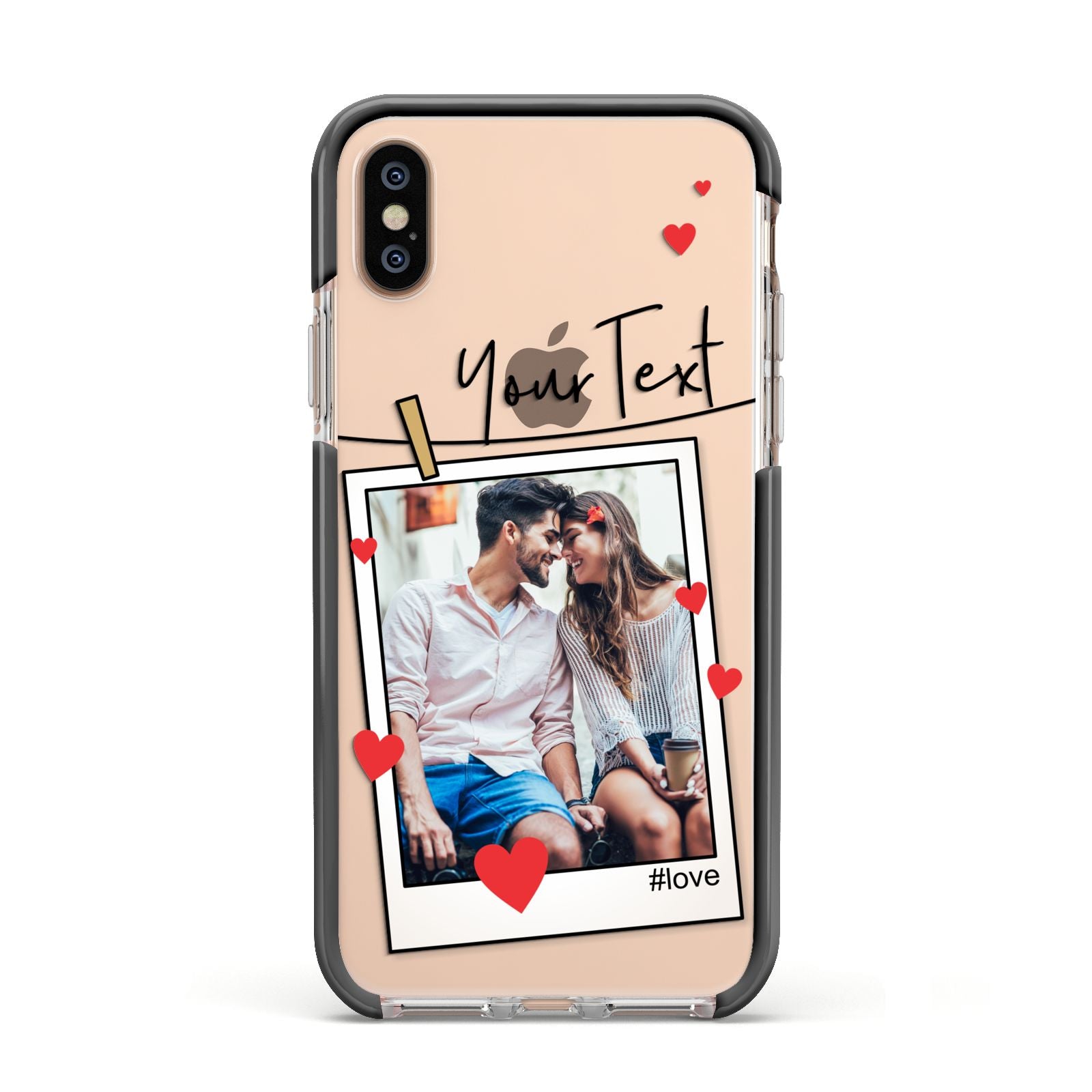 Valentine s Photo Apple iPhone Xs Impact Case Black Edge on Gold Phone