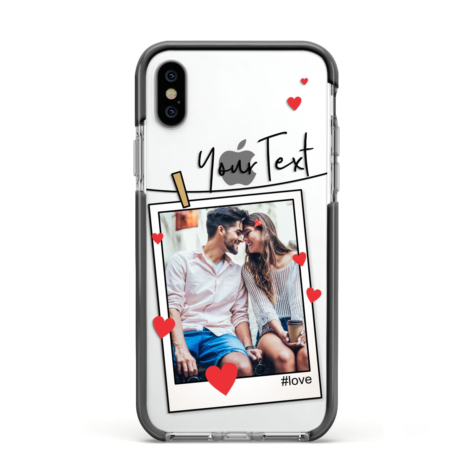 Valentine s Photo Apple iPhone Xs Impact Case Black Edge on Silver Phone