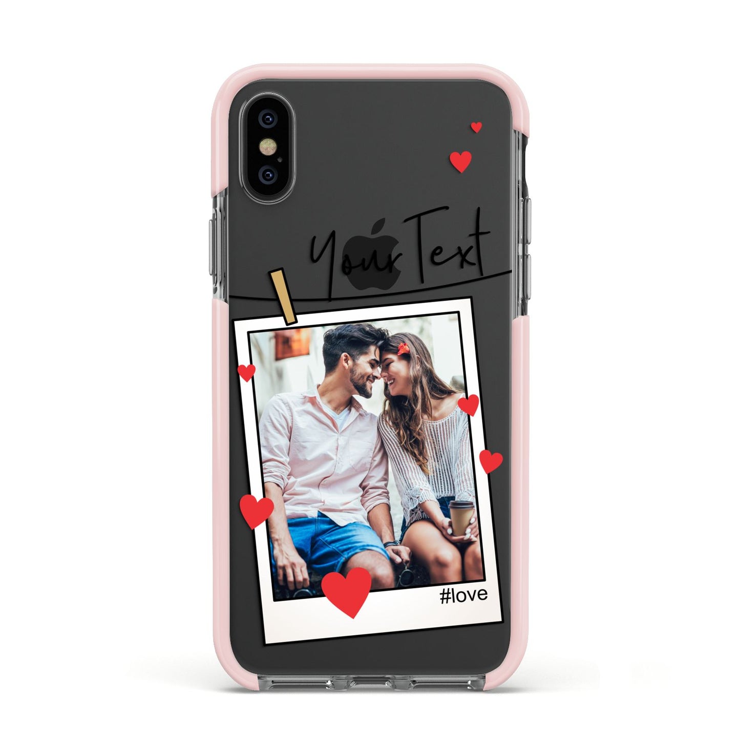 Valentine s Photo Apple iPhone Xs Impact Case Pink Edge on Black Phone