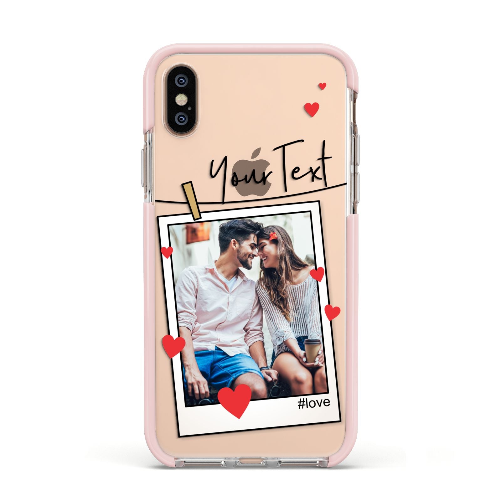 Valentine s Photo Apple iPhone Xs Impact Case Pink Edge on Gold Phone