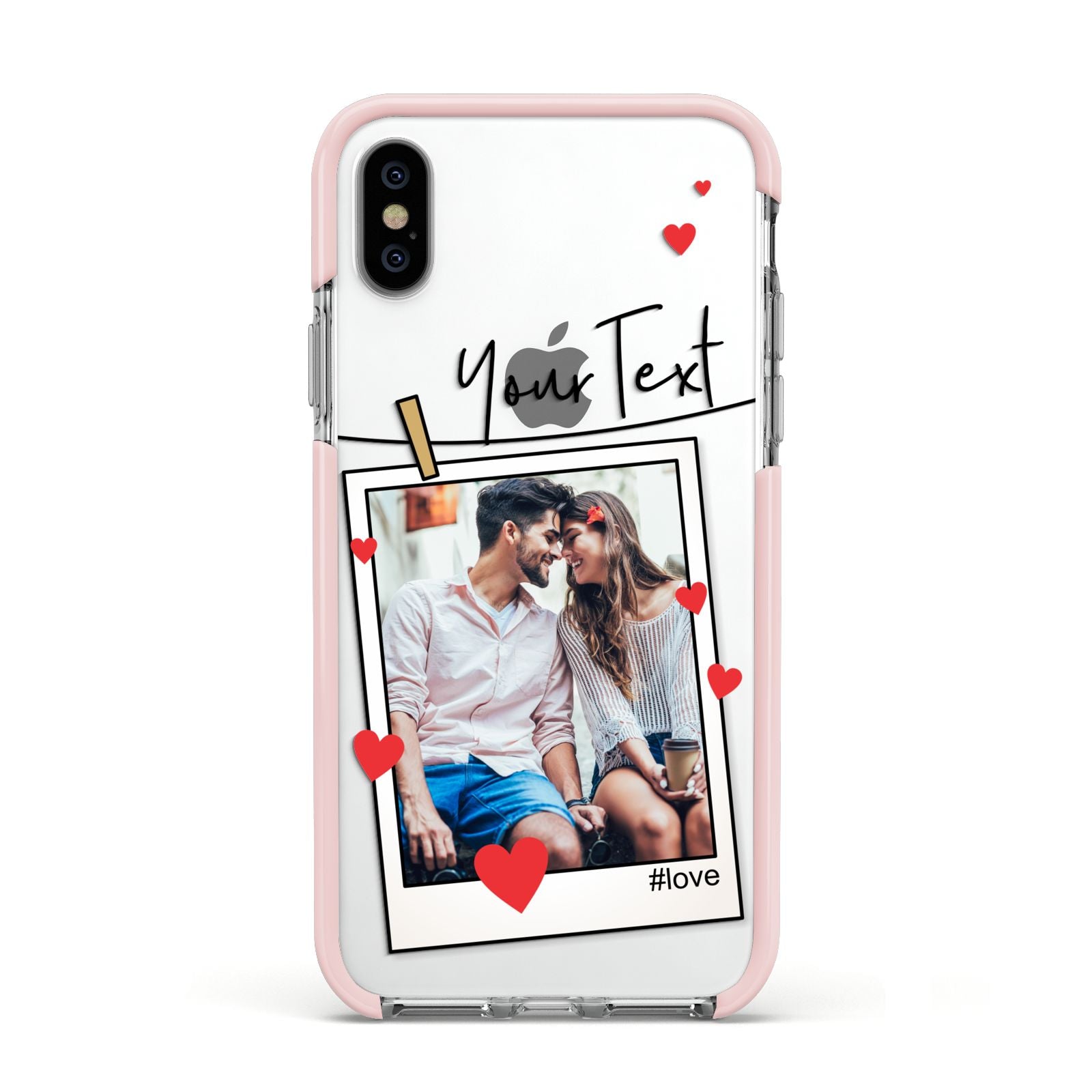 Valentine s Photo Apple iPhone Xs Impact Case Pink Edge on Silver Phone