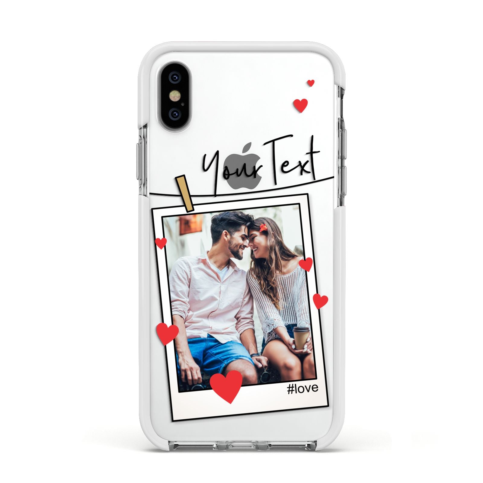 Valentine s Photo Apple iPhone Xs Impact Case White Edge on Silver Phone