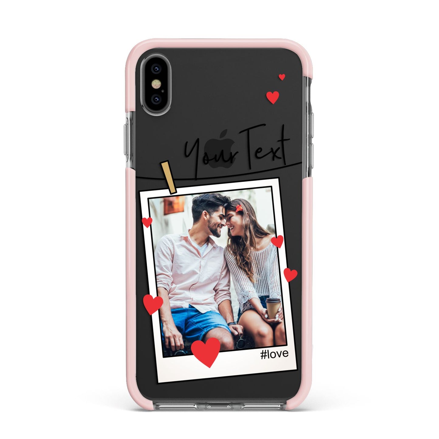 Valentine s Photo Apple iPhone Xs Max Impact Case Pink Edge on Black Phone