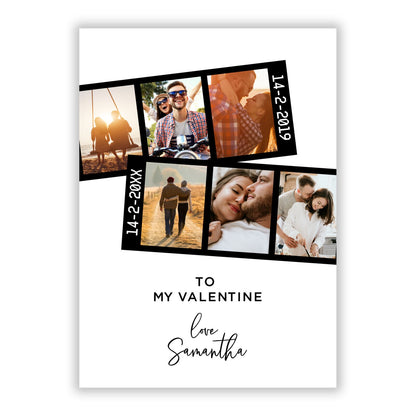 Valentine s Photo Strip with Name A5 Flat Greetings Card