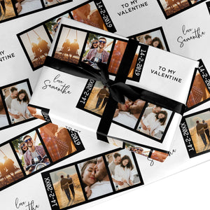 Valentine's Photo Strip with Name Wrapping Paper