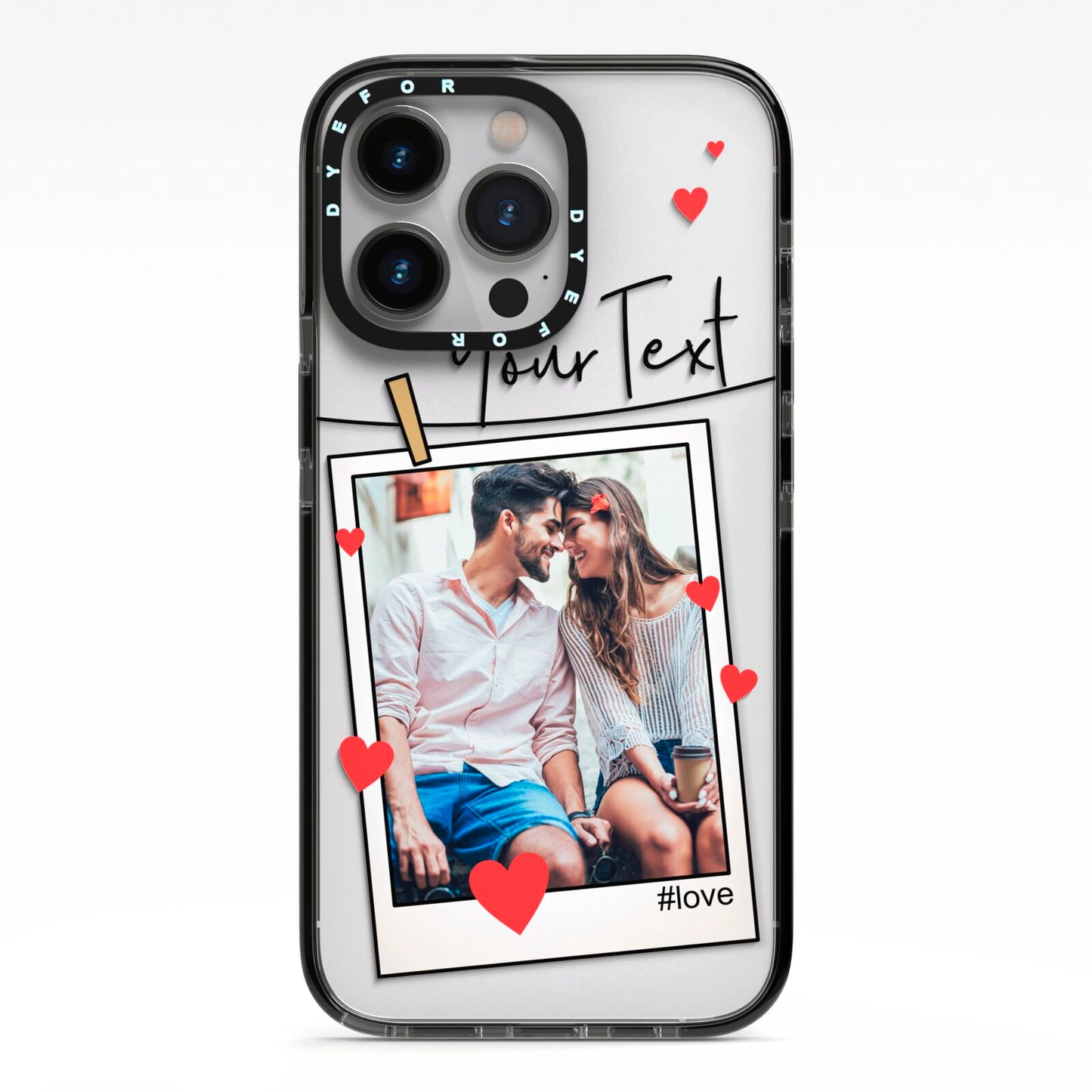 Valentine s Photo iPhone 13 Pro Black Impact Case on Silver phone