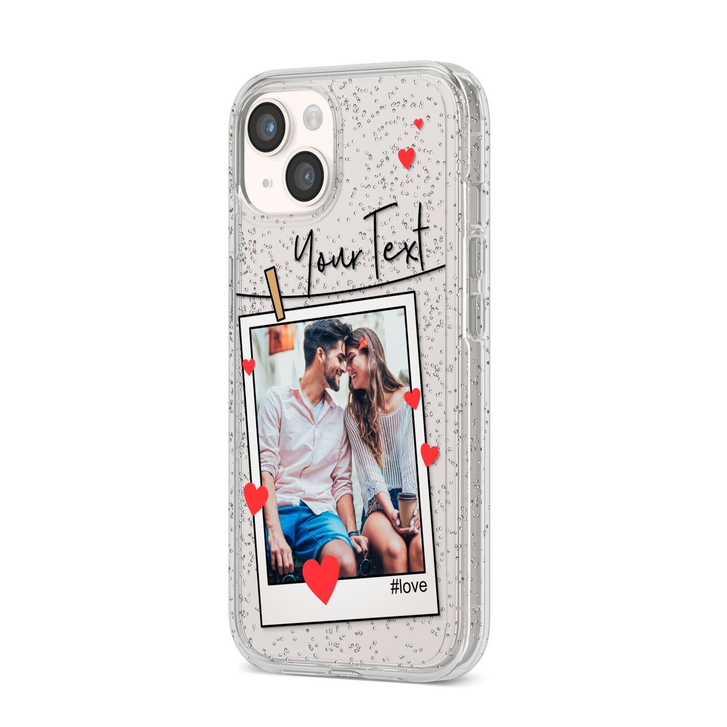 Valentine s Photo iPhone 14 Glitter Tough Case Starlight Angled Image