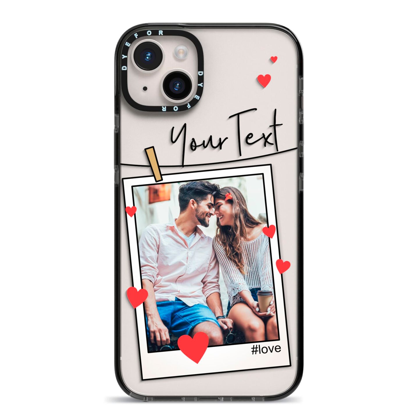 Valentine s Photo iPhone 14 Plus Black Impact Case on Silver phone