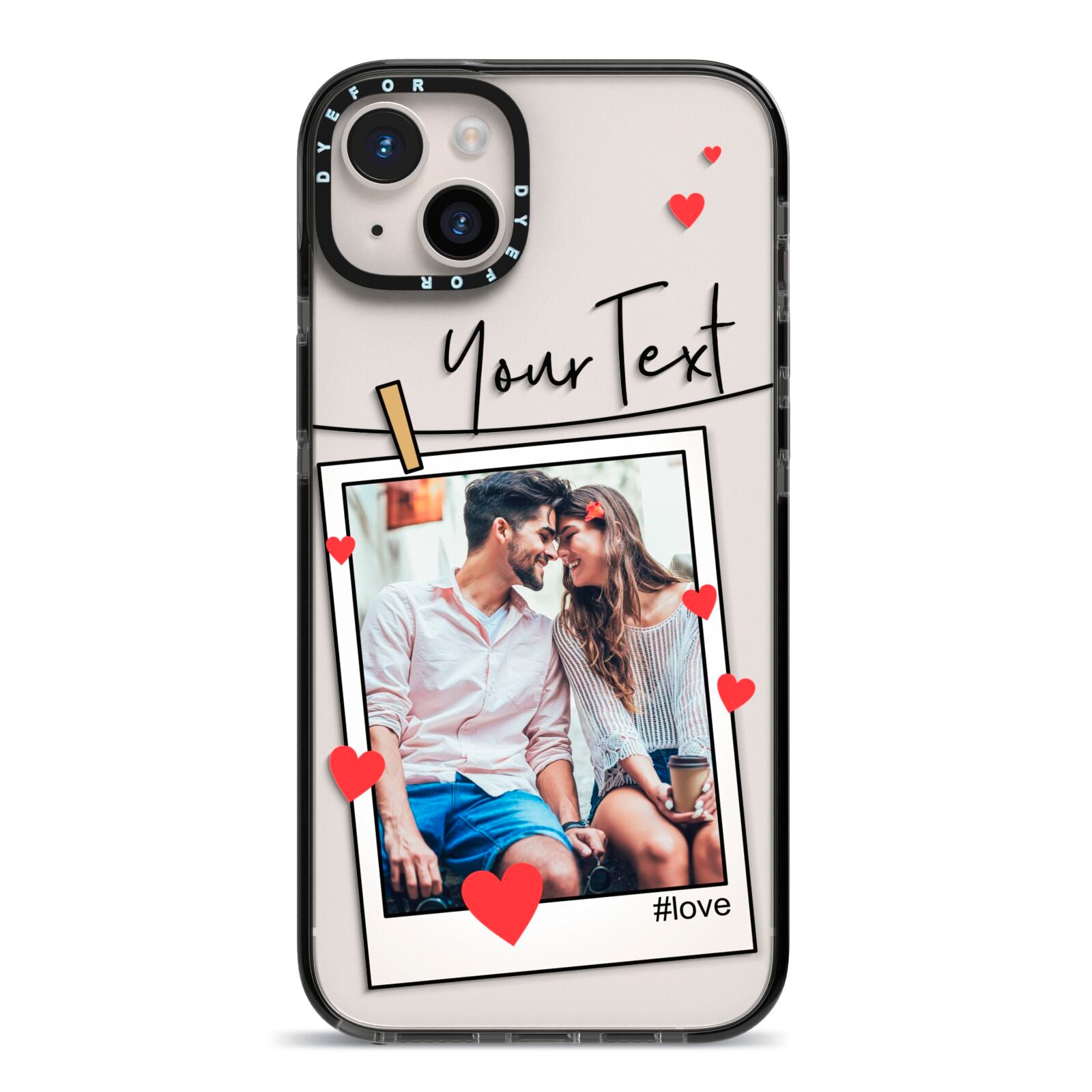 Valentine s Photo iPhone 14 Plus Black Impact Case on Silver phone