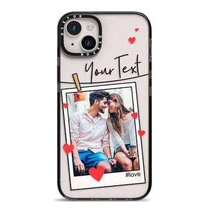 Valentine s Photo iPhone 14 Plus Black Impact Case on Silver phone